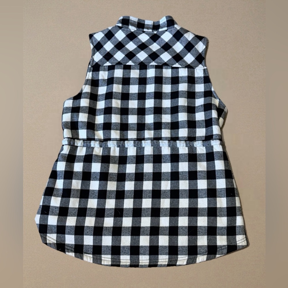 Doublju Black & White Buffalo Plaid Sherpa-Lined Vest - Picture 4 of 6